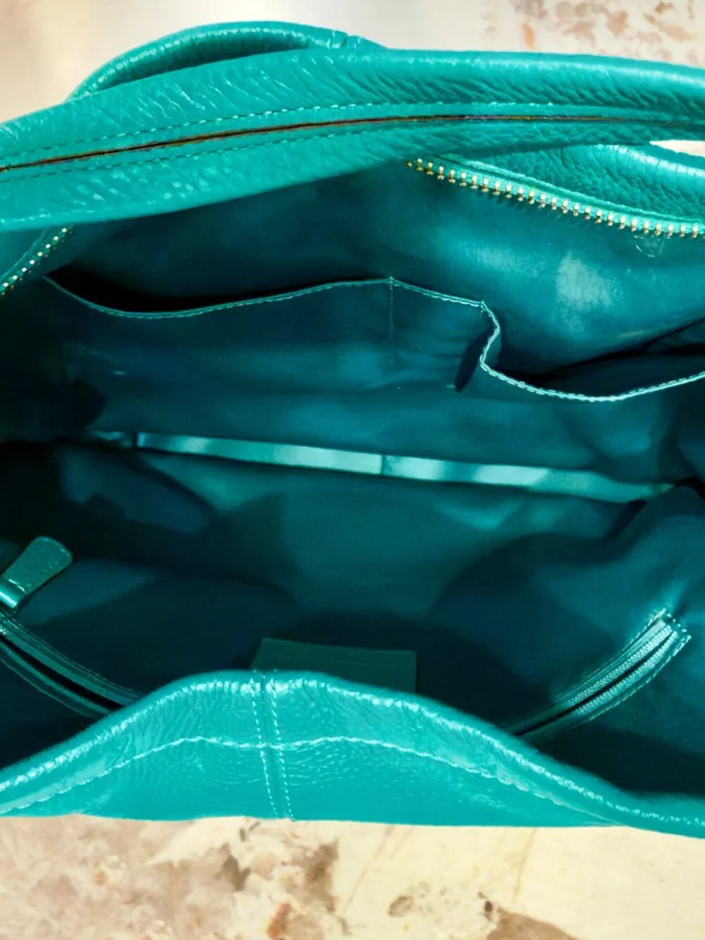 COACH HOBO PEBBLE LEATHER SHOULDER BAG TURQUOISE
